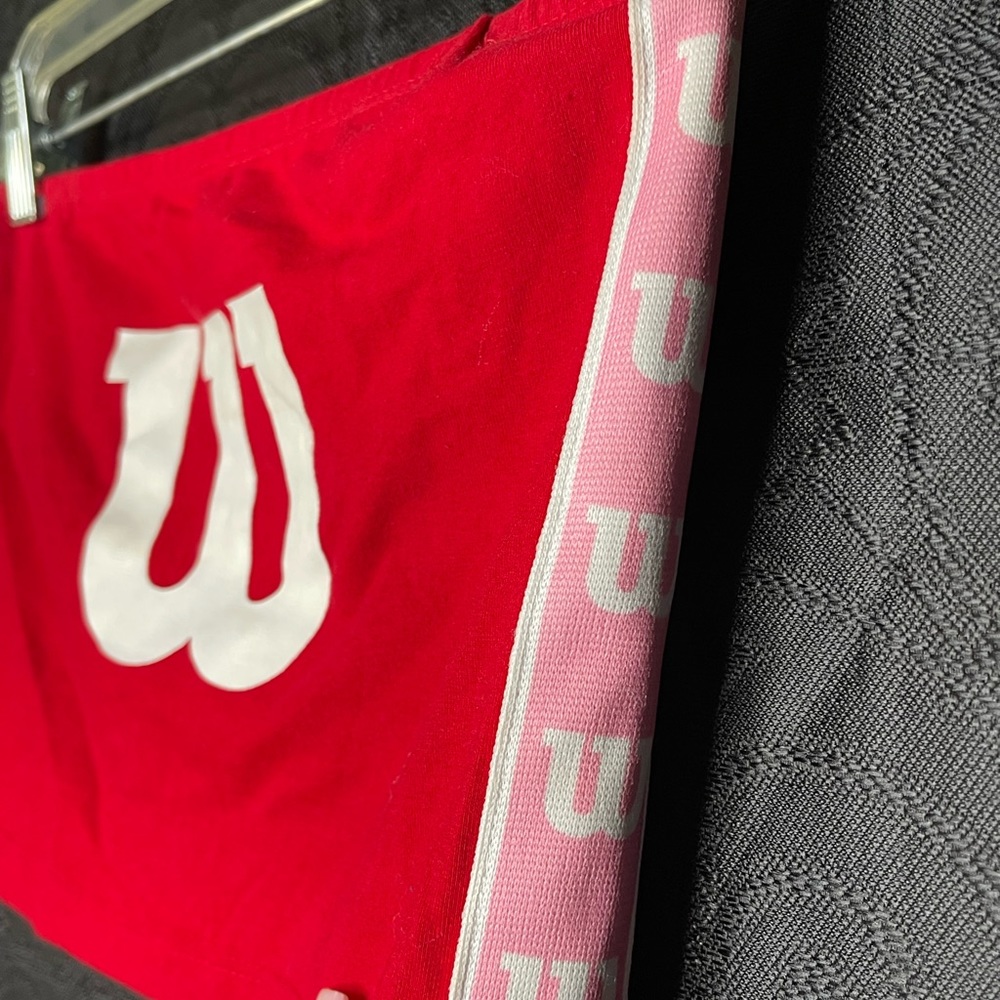 Wilson, banded tube top, with pink and red detailing